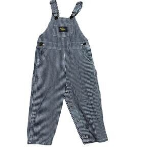 Vintage Oshkosh Hickory blue Stripe Train Conductor boy denim Overalls size 24